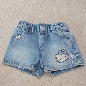 H&M Light Blue Denim Kids Shorts with Hello Kitty